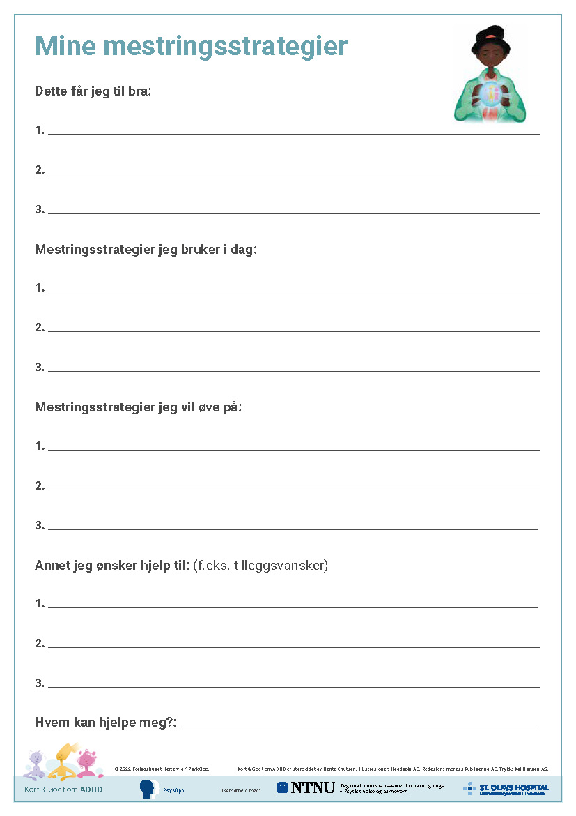 Kort & Godt om ADHD - Aktivitetsark: Mine mestringsstrategier