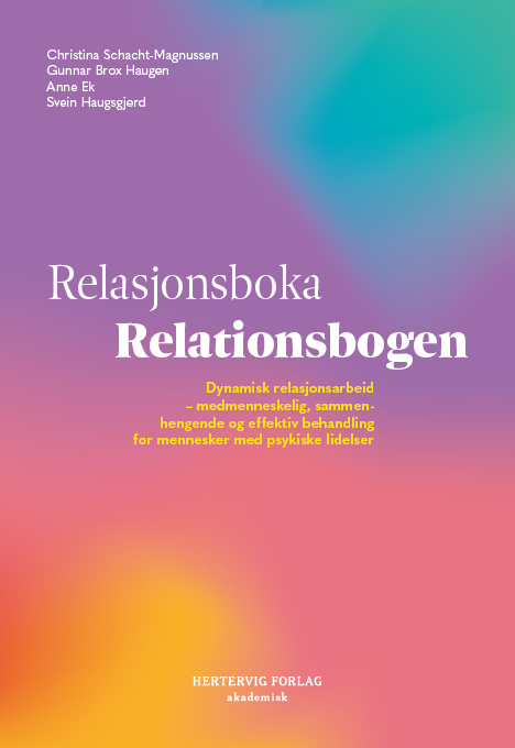 Bilde av Relasjonsbokas forside. En ser varme og kalde grafiske former som går mykt over i hverandre.
